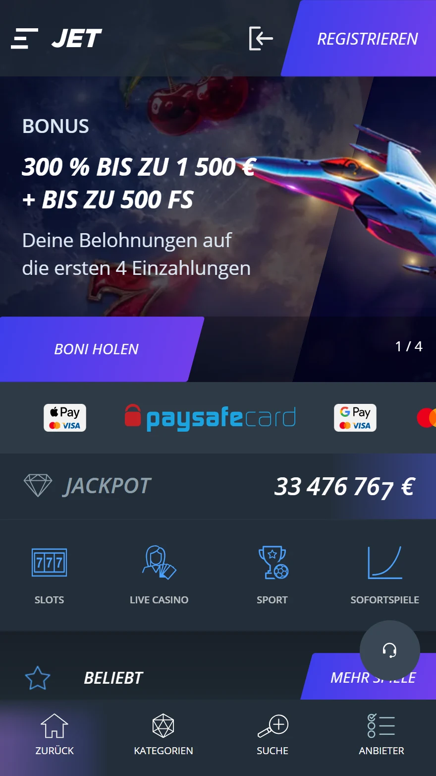 Jet Casino Startseite