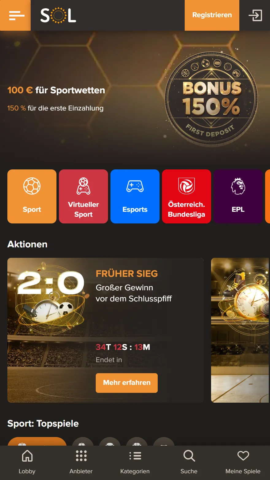 Sol Casino Sportwettenseite