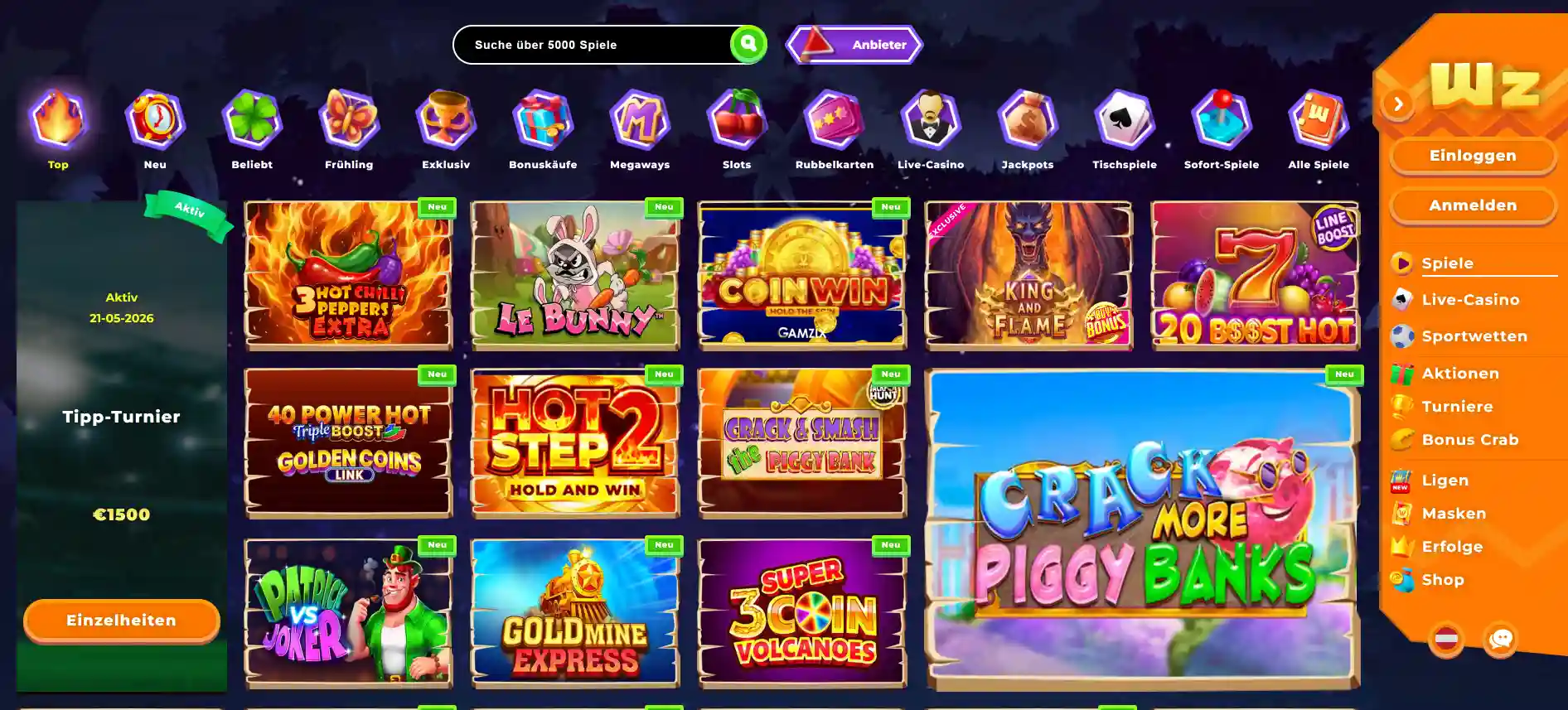 Wazamba Casino Spiele