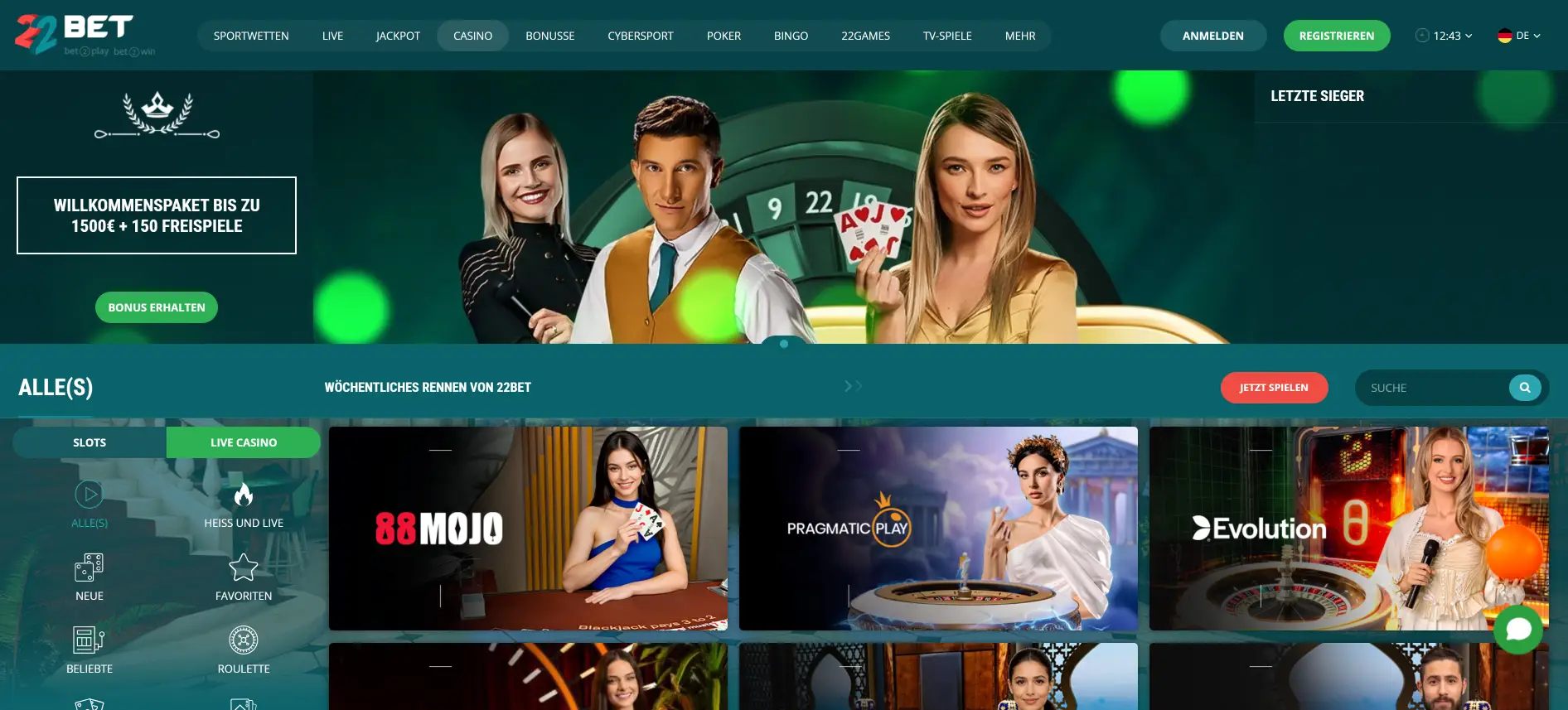 22Bet Live Casino