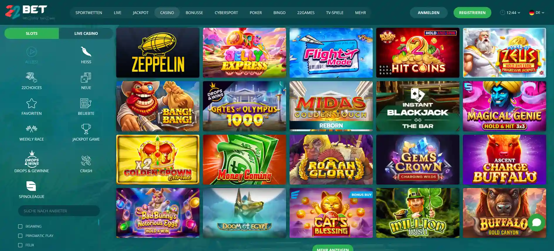 22Bet Casino Spiele
