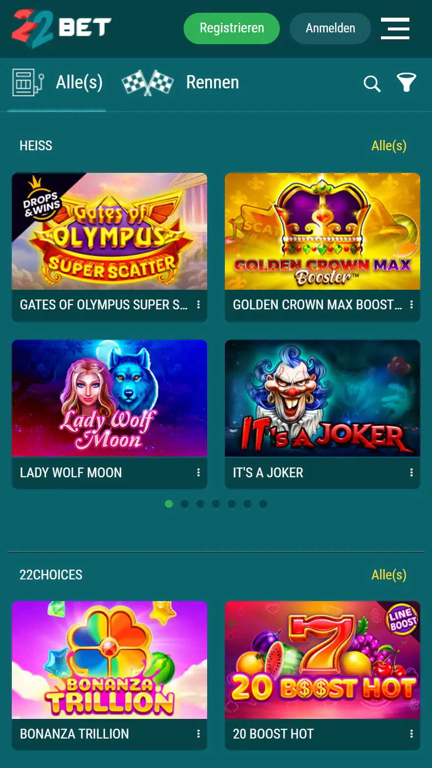 22Bet Spiele Seite