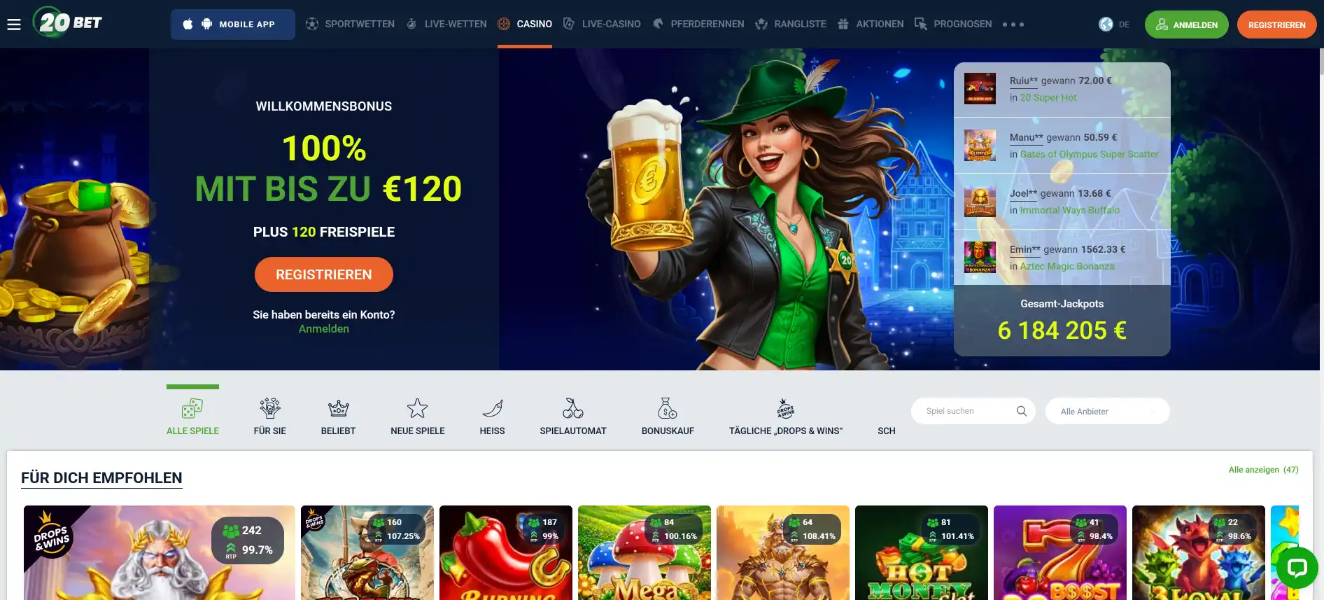 20Bet Casino Spiele