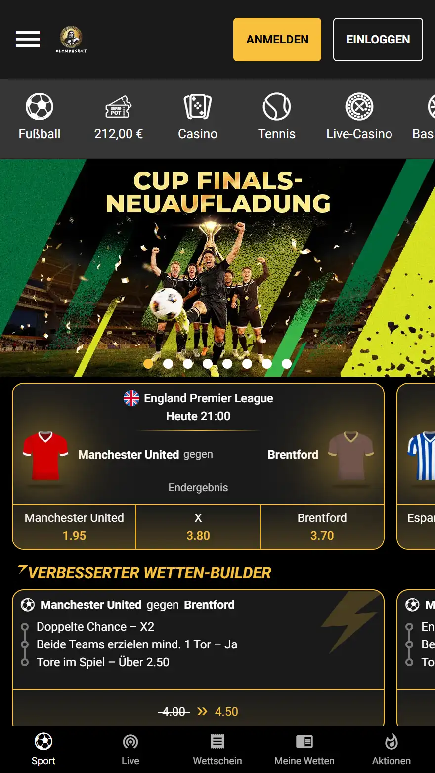 Olympusbet Sportwettenseite