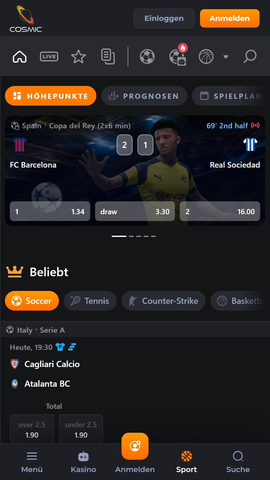 CosmicSlot Sportwettenseite