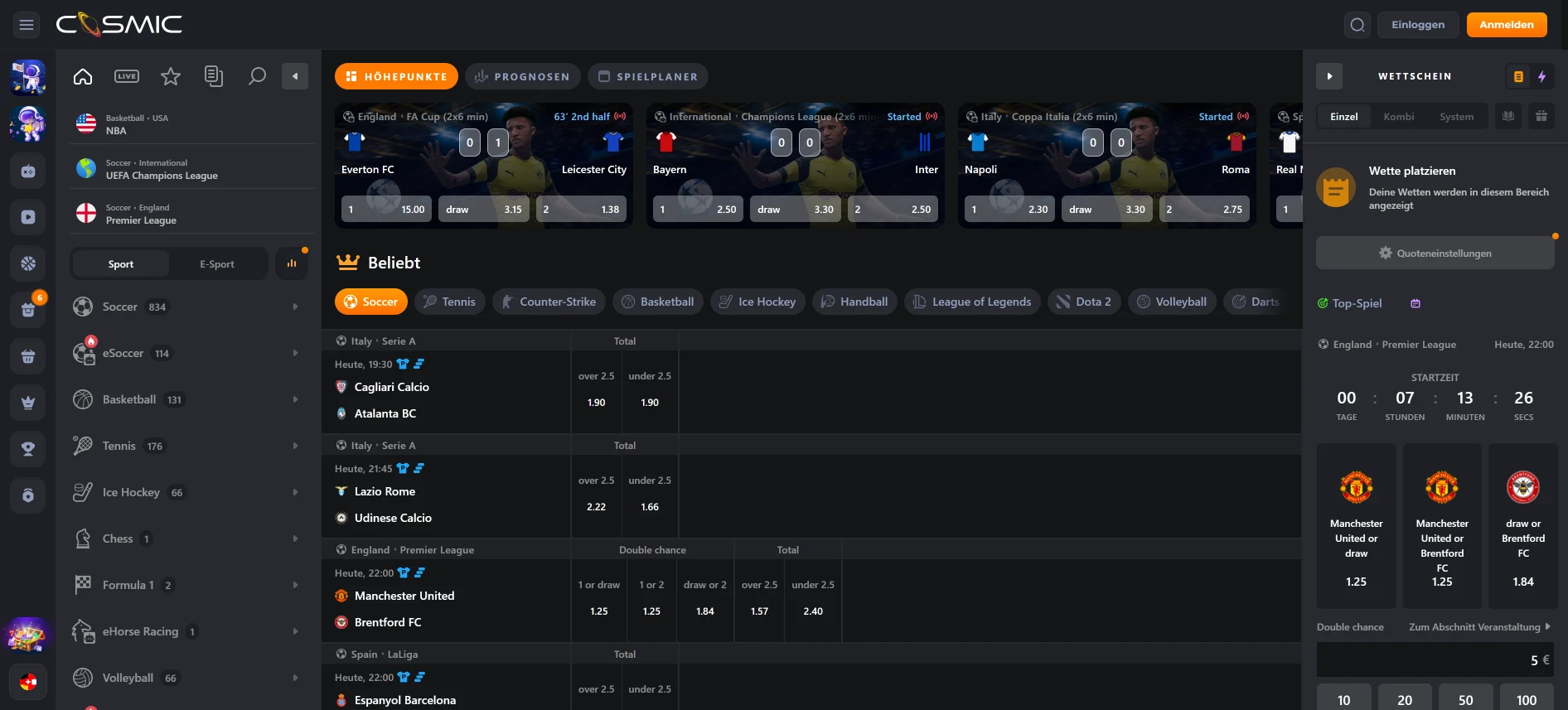 CosmicSlot Sportwetten