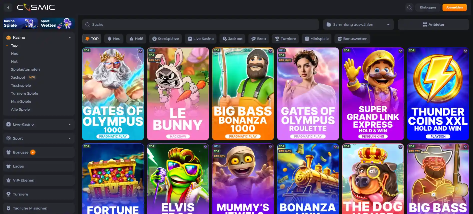 CosmicSlot Casino Spiele