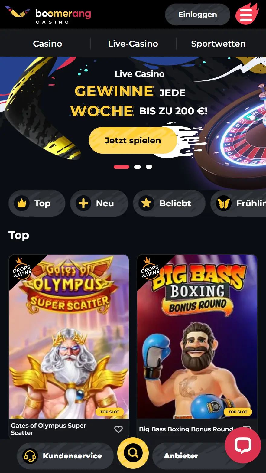 Boomerang Casino Startseite