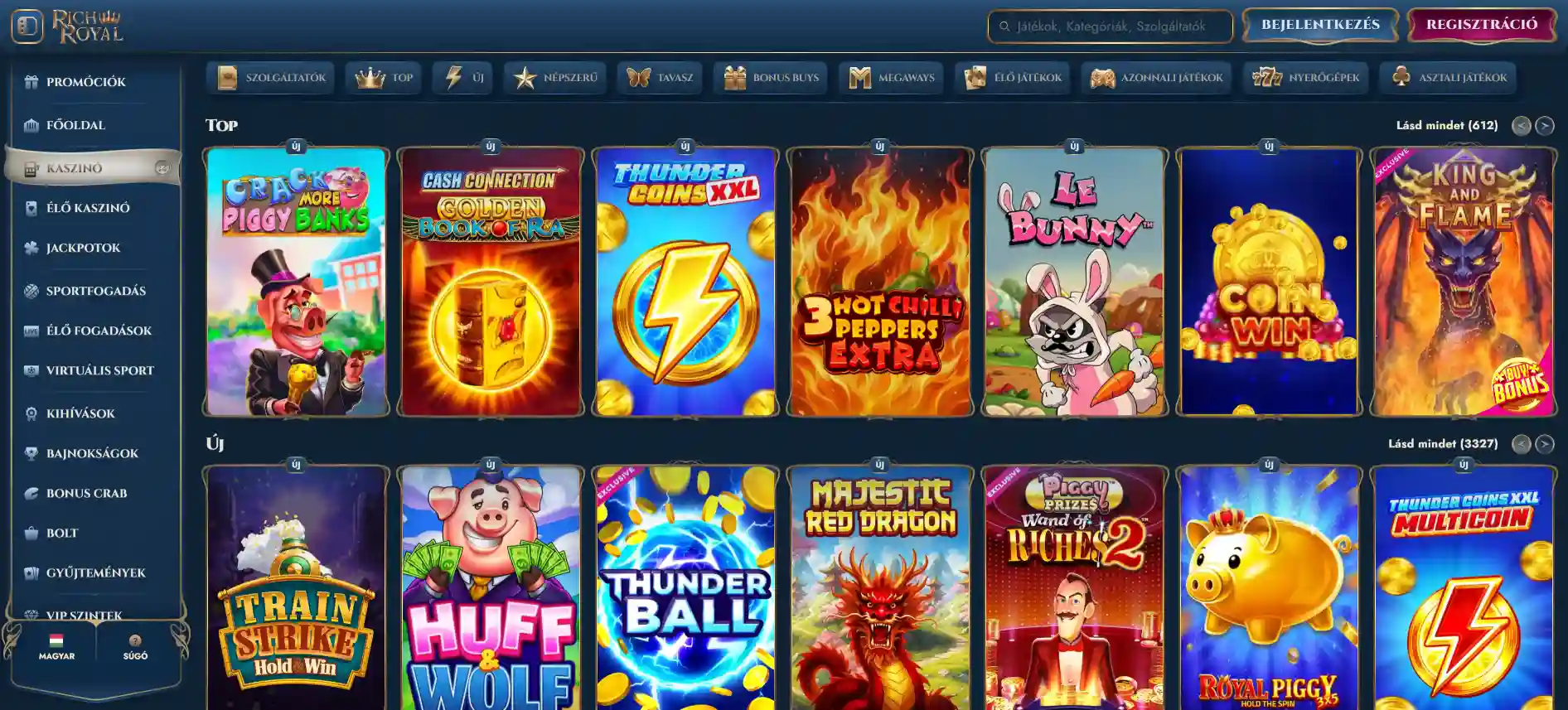 RichRoyal Casino játékok