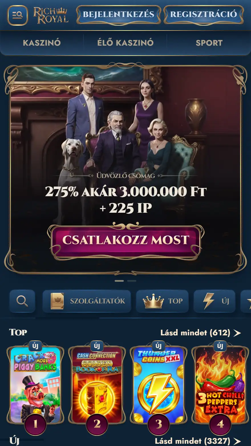 RichRoyal Casino honlapja
