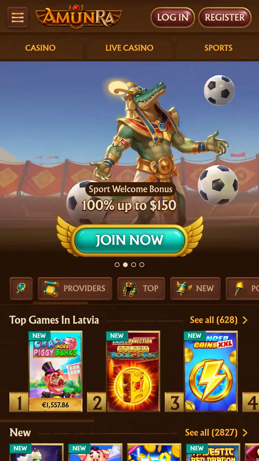 AmunRa sportsbook homepage