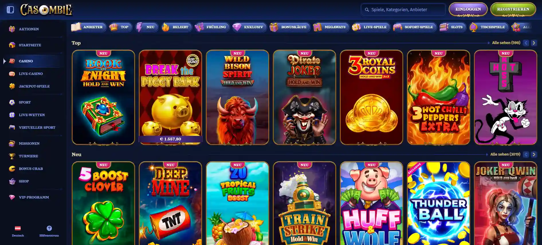 Casombie Casino Spiele