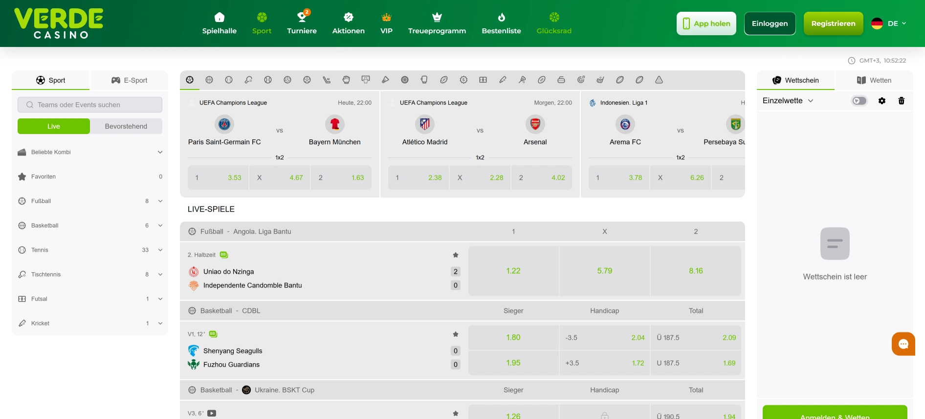 Verde Casino Sportwetten