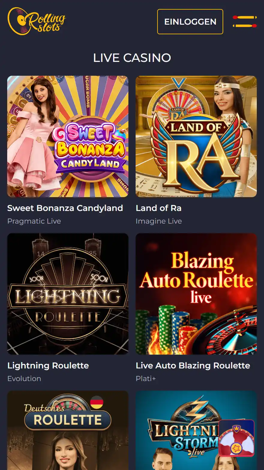 Rolling Slots Casino – Live Casino-Seite