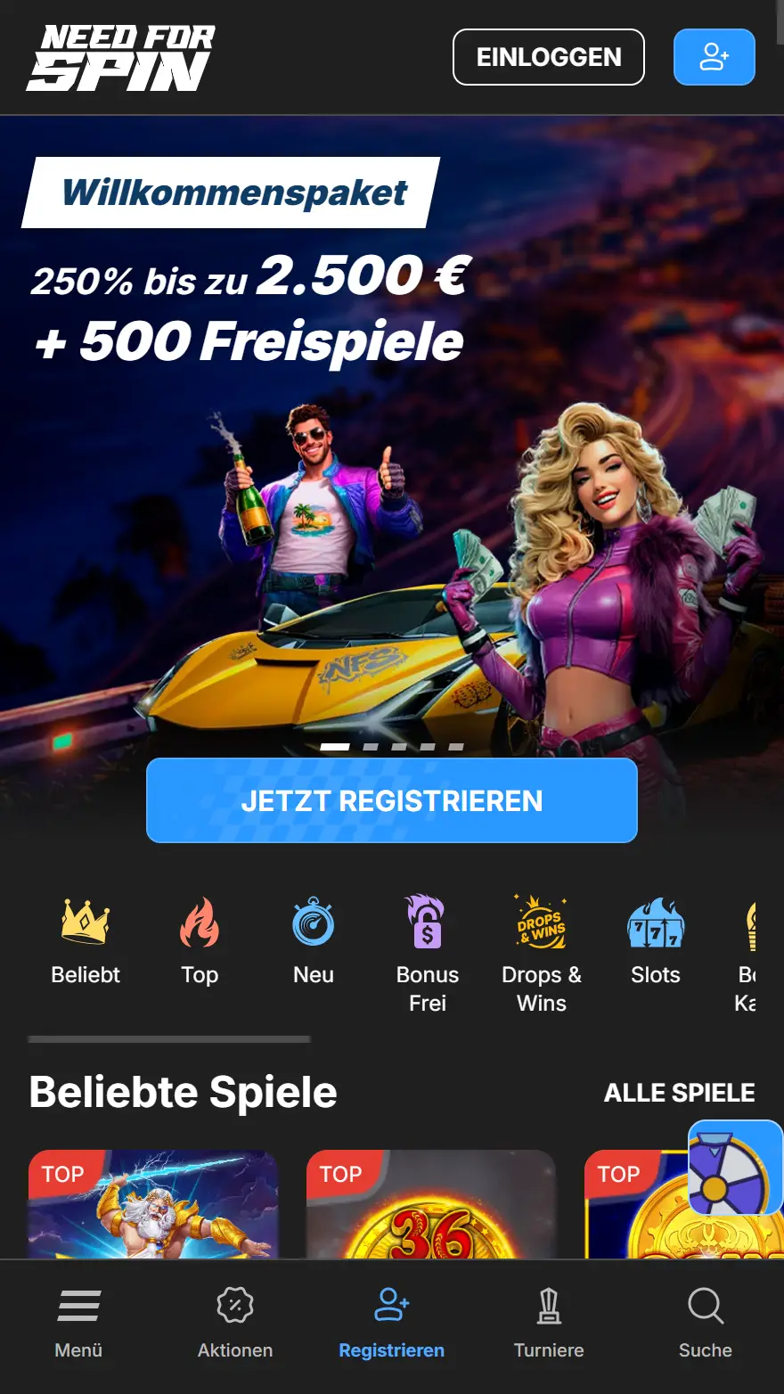 NeedForSpin Casino Startseite