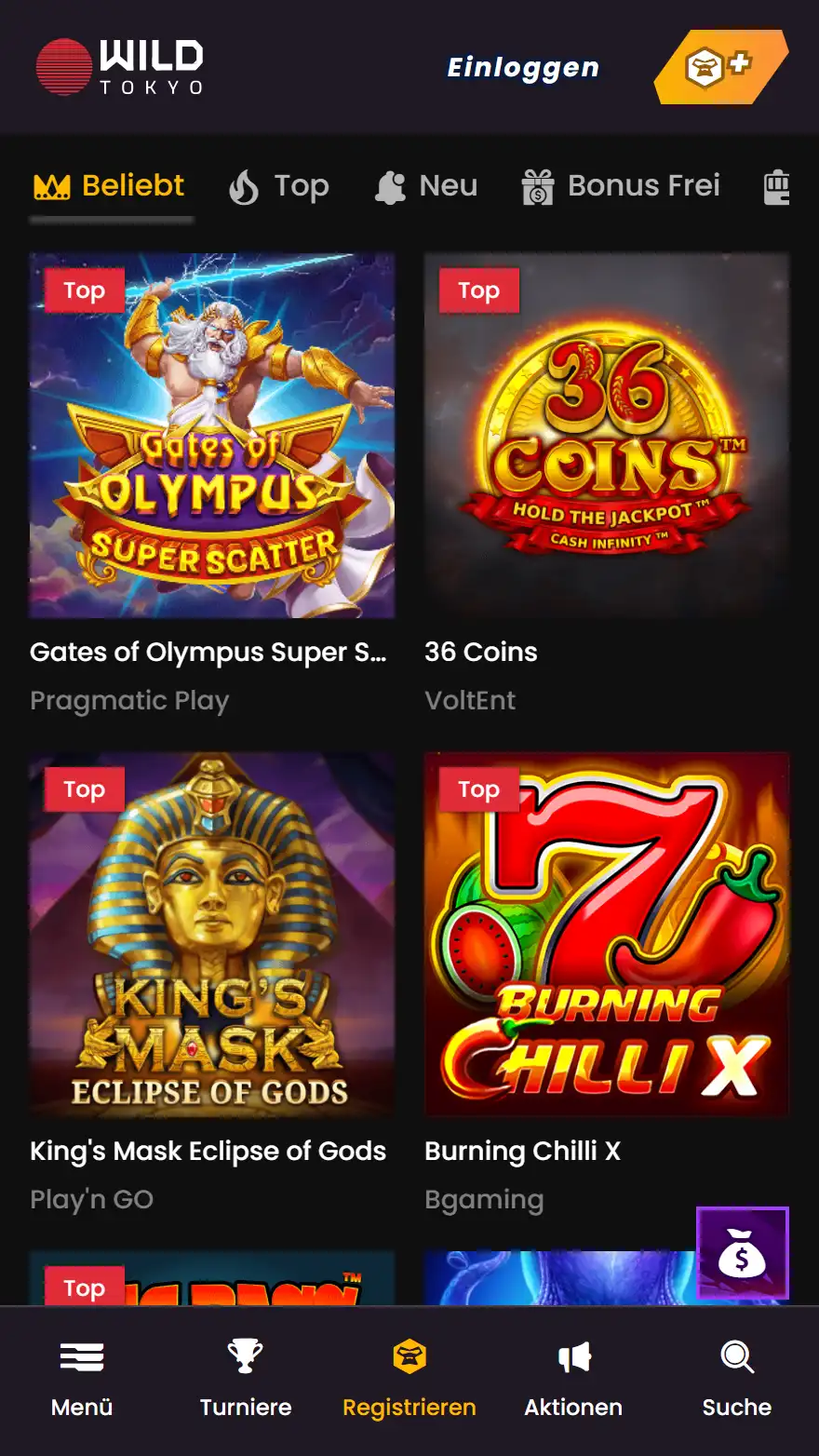 Wild Tokyo Casino Spieleseite