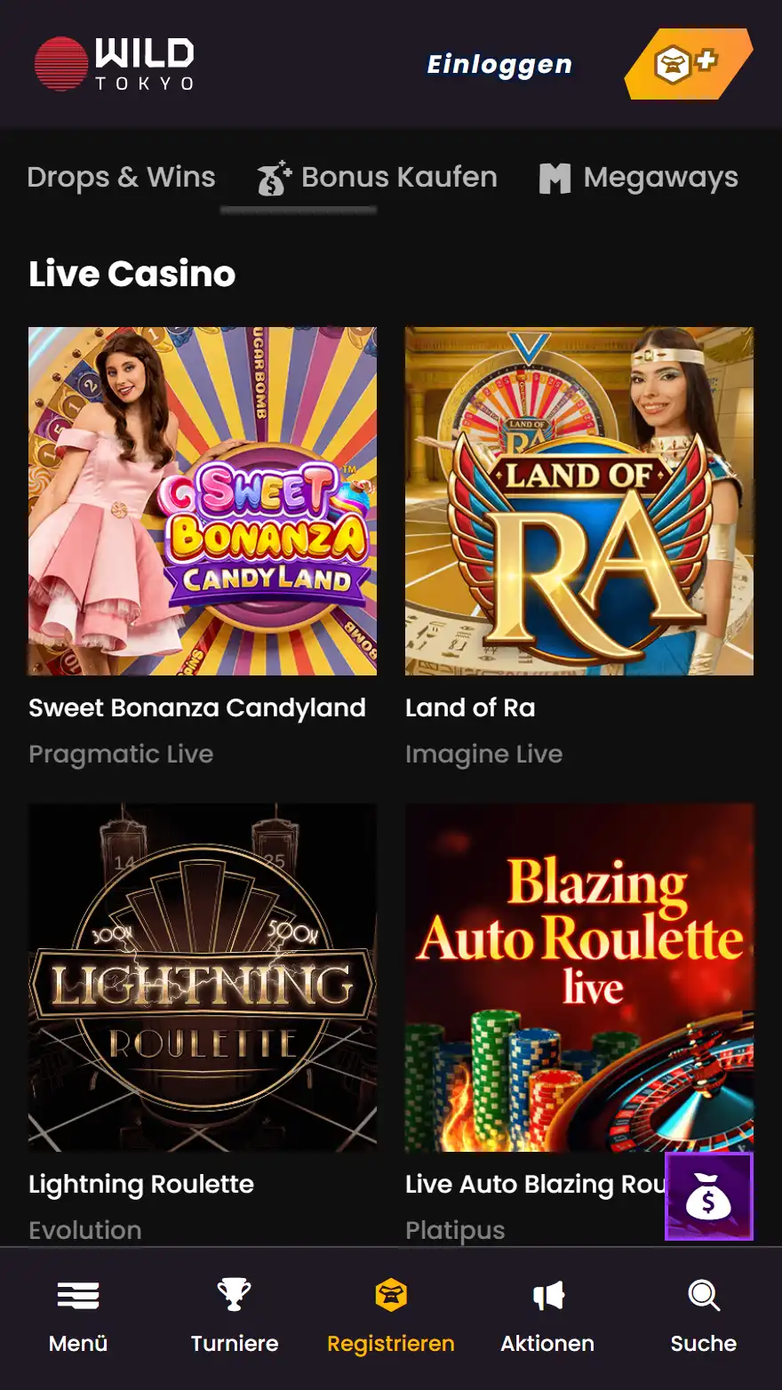 Wild Tokyo Live Casino Seite