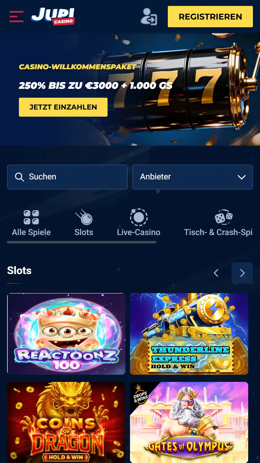 Jupi Casino Startseite