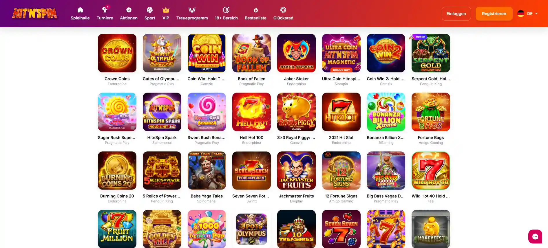 Hit N Spin Casino Spiele