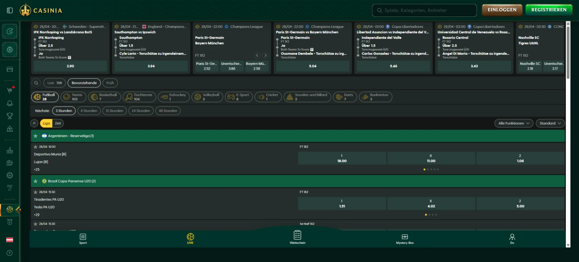 Casinia Sportwetten