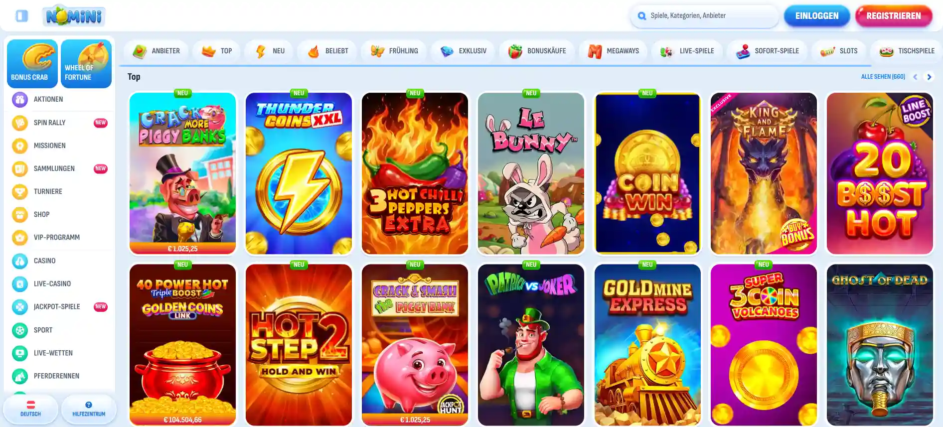 Nomini Casino Spiele