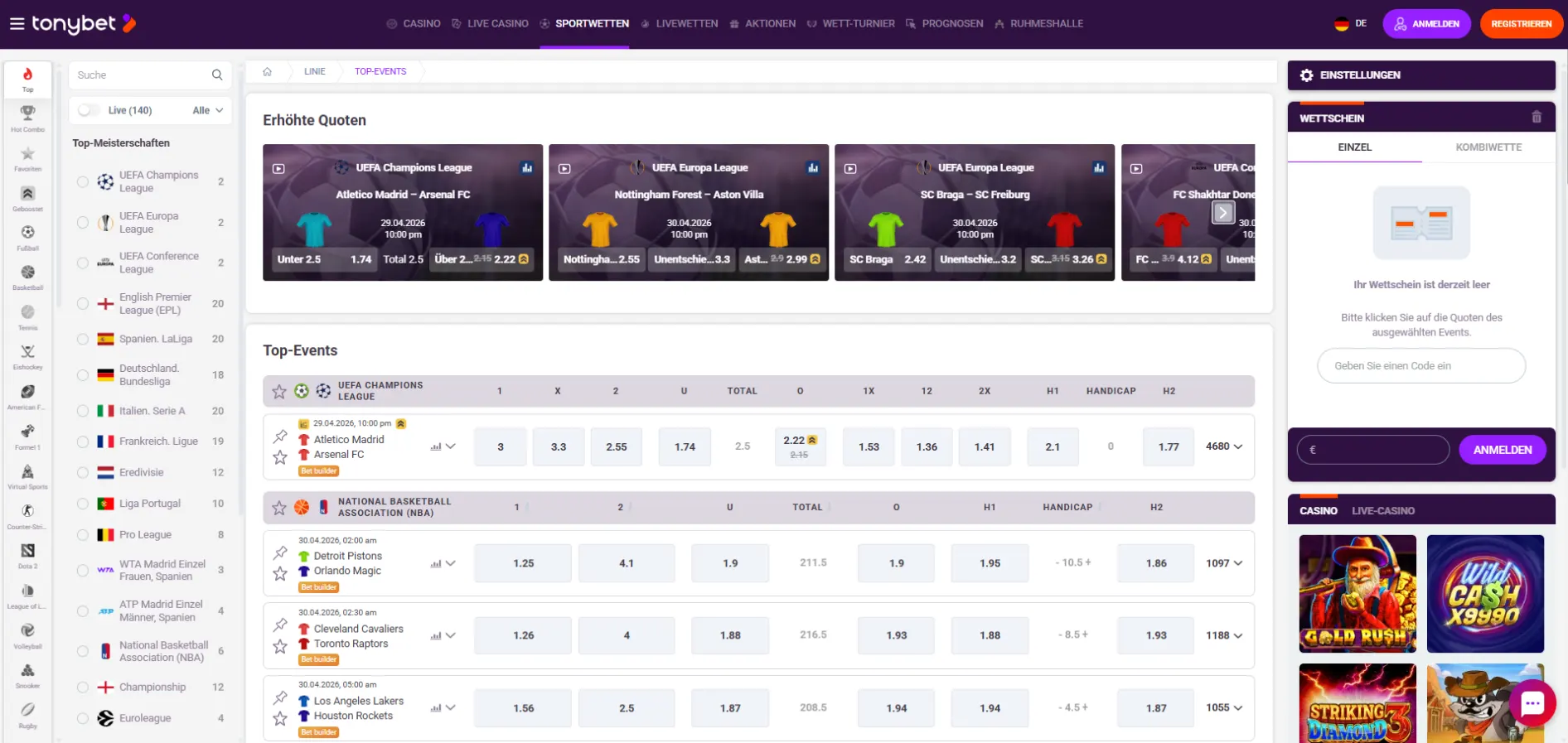 TonyBet Sportwetten