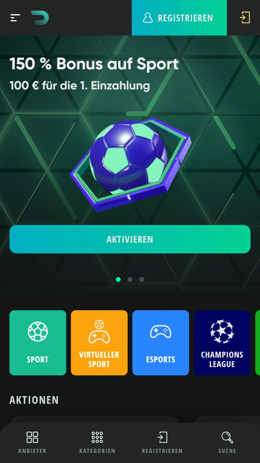 Drip Casino Sportwettenseite