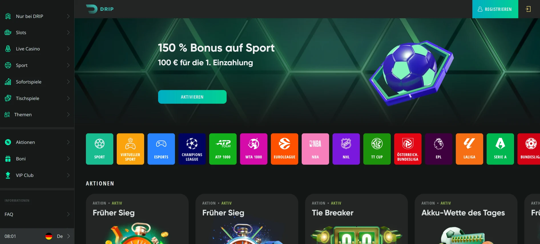 Drip Casino Sportwetten