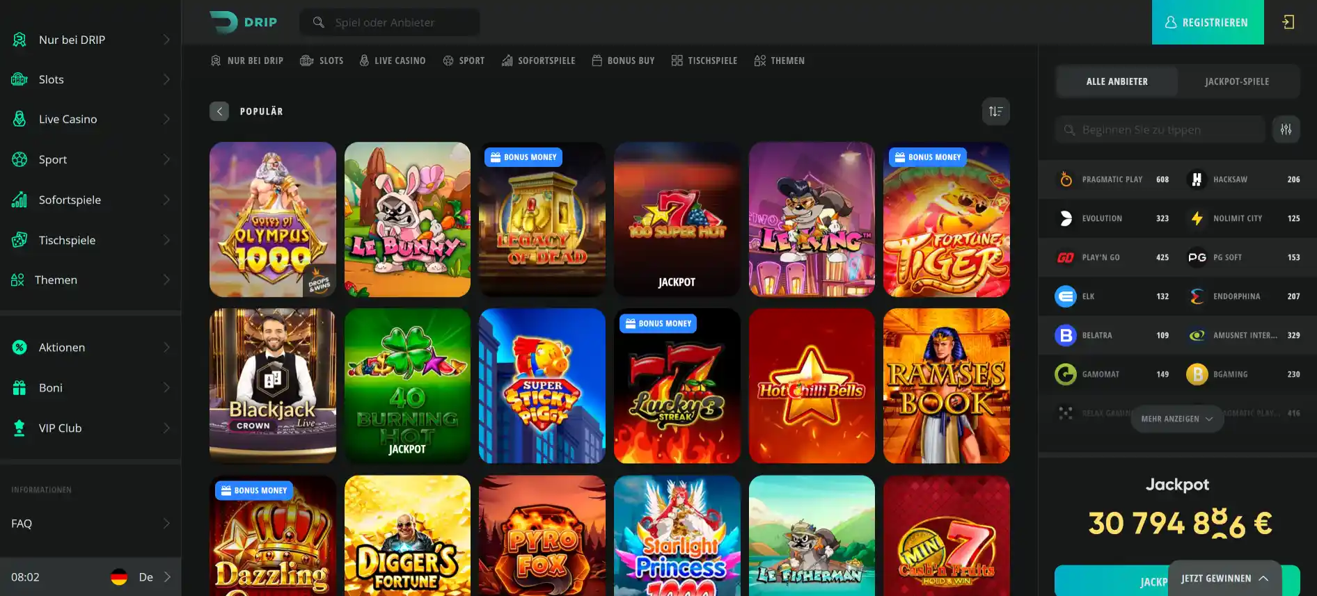 Drip Casino Spiele