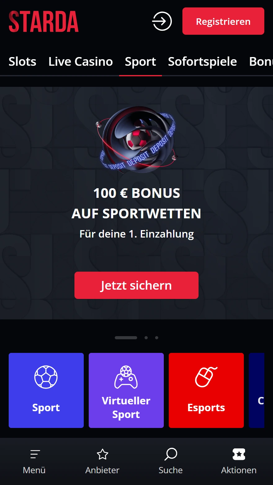 Starda Casino Sportwettenseite
