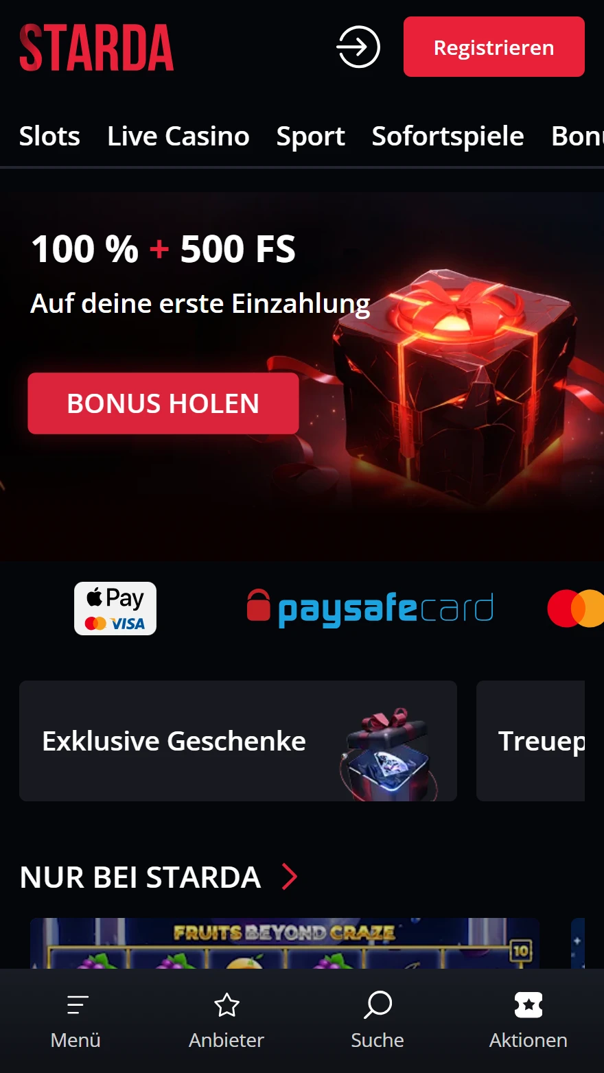 Starda Casino Startseite