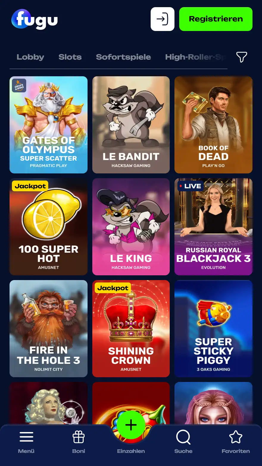 Fugu Casino Spieleseite