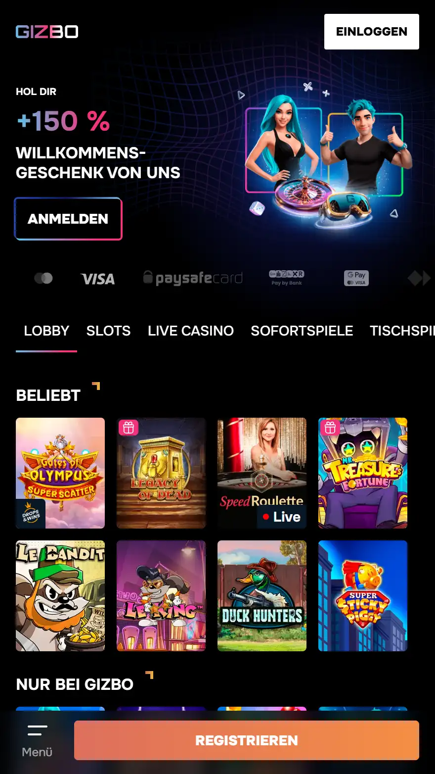 Gizbo Casino Startseite