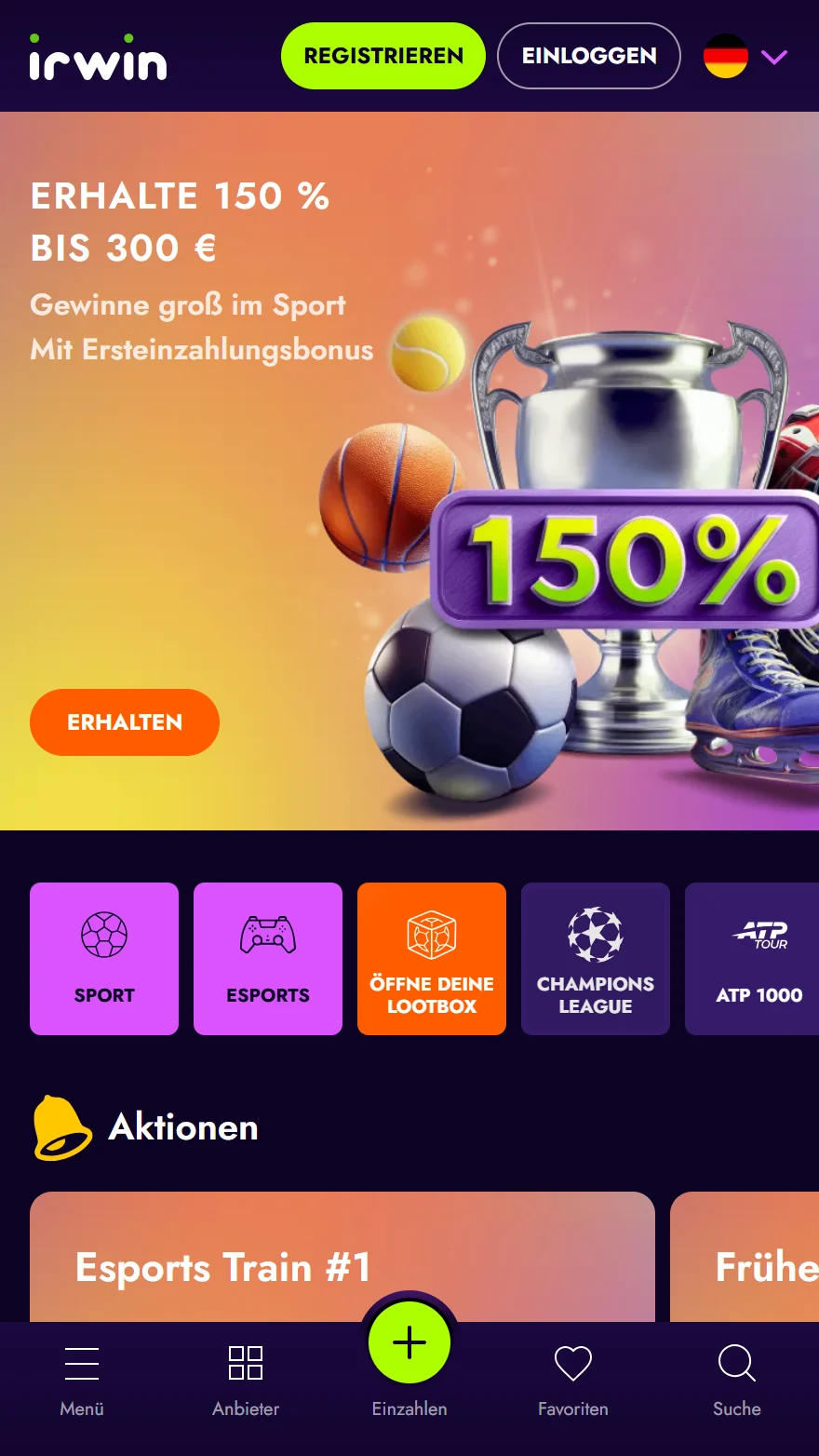 Irwin Casino Sportwettenseite