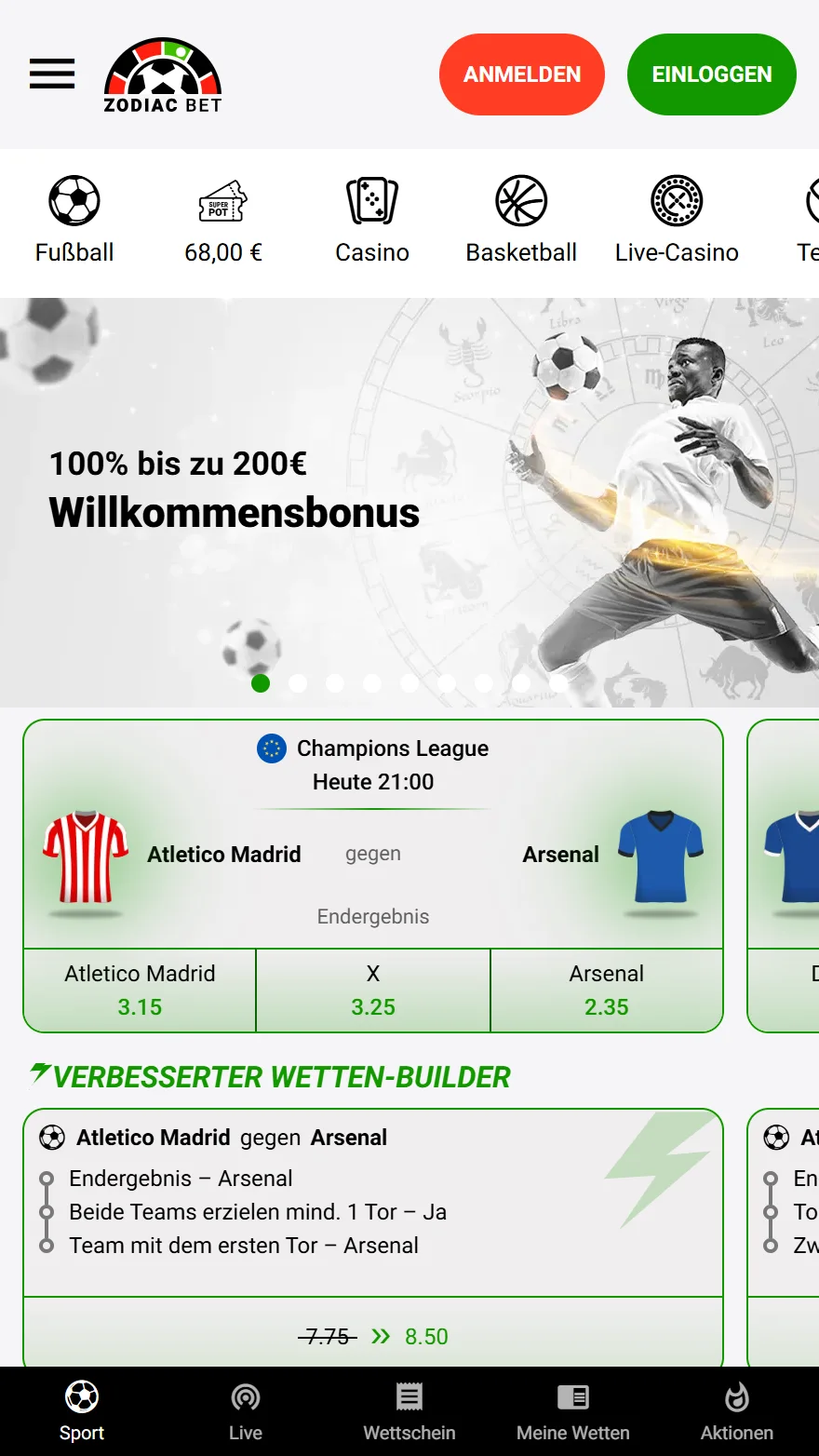 ZodiacBet Sportwettenseite