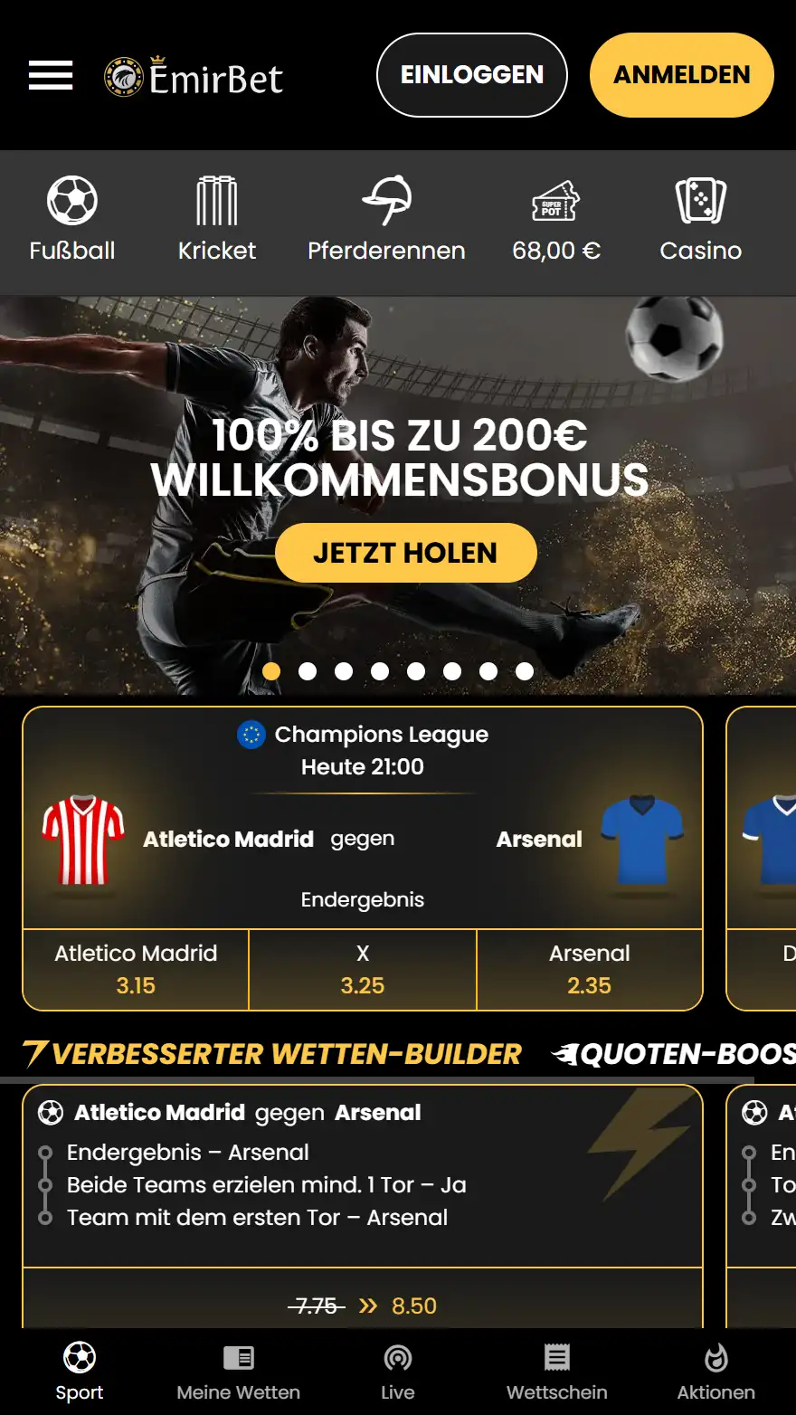 EmirBet Sportwettenseite