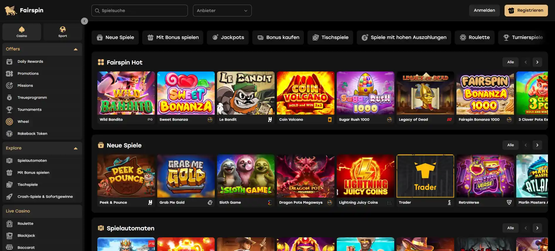 Fairspin Casino Spiele