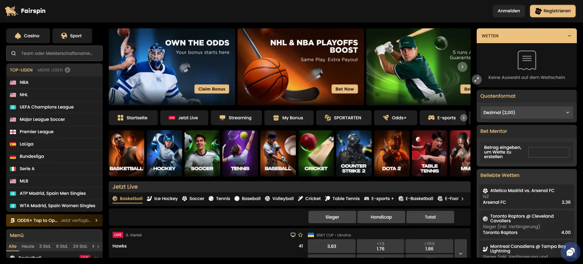 Fairspin Sportwetten