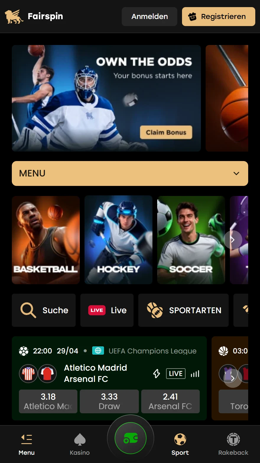 Fairspin Sportwettenseite