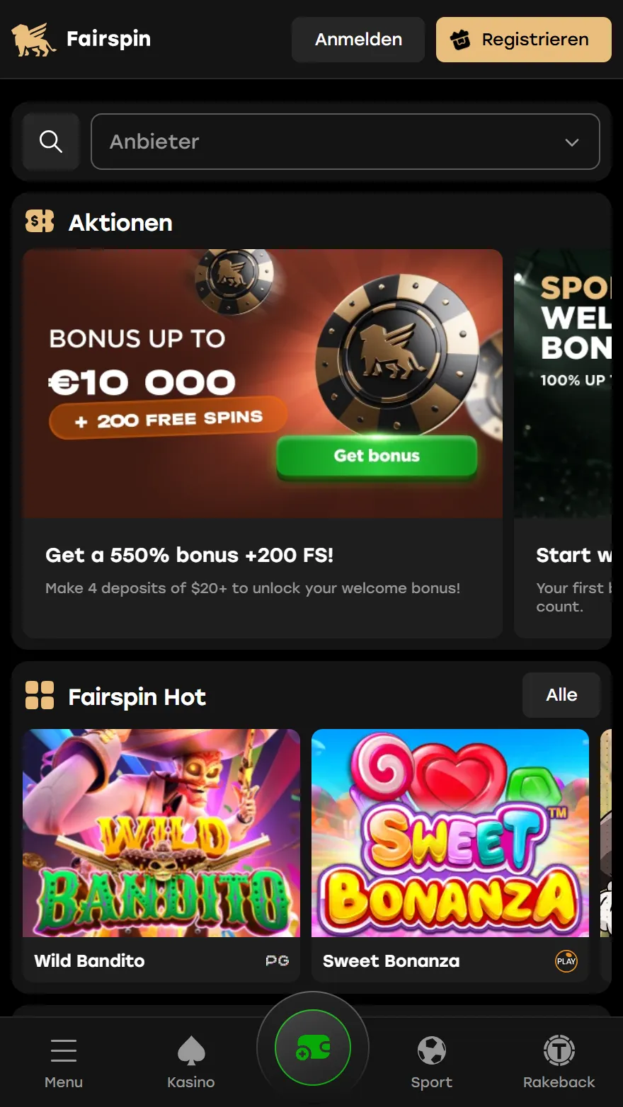 Fairspin Casino Startseite