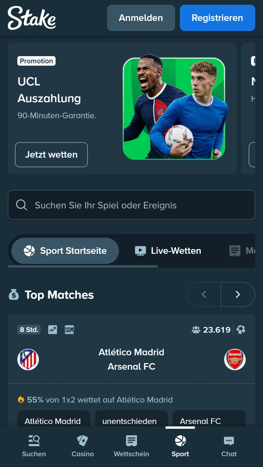 Stake Sportwettenseite