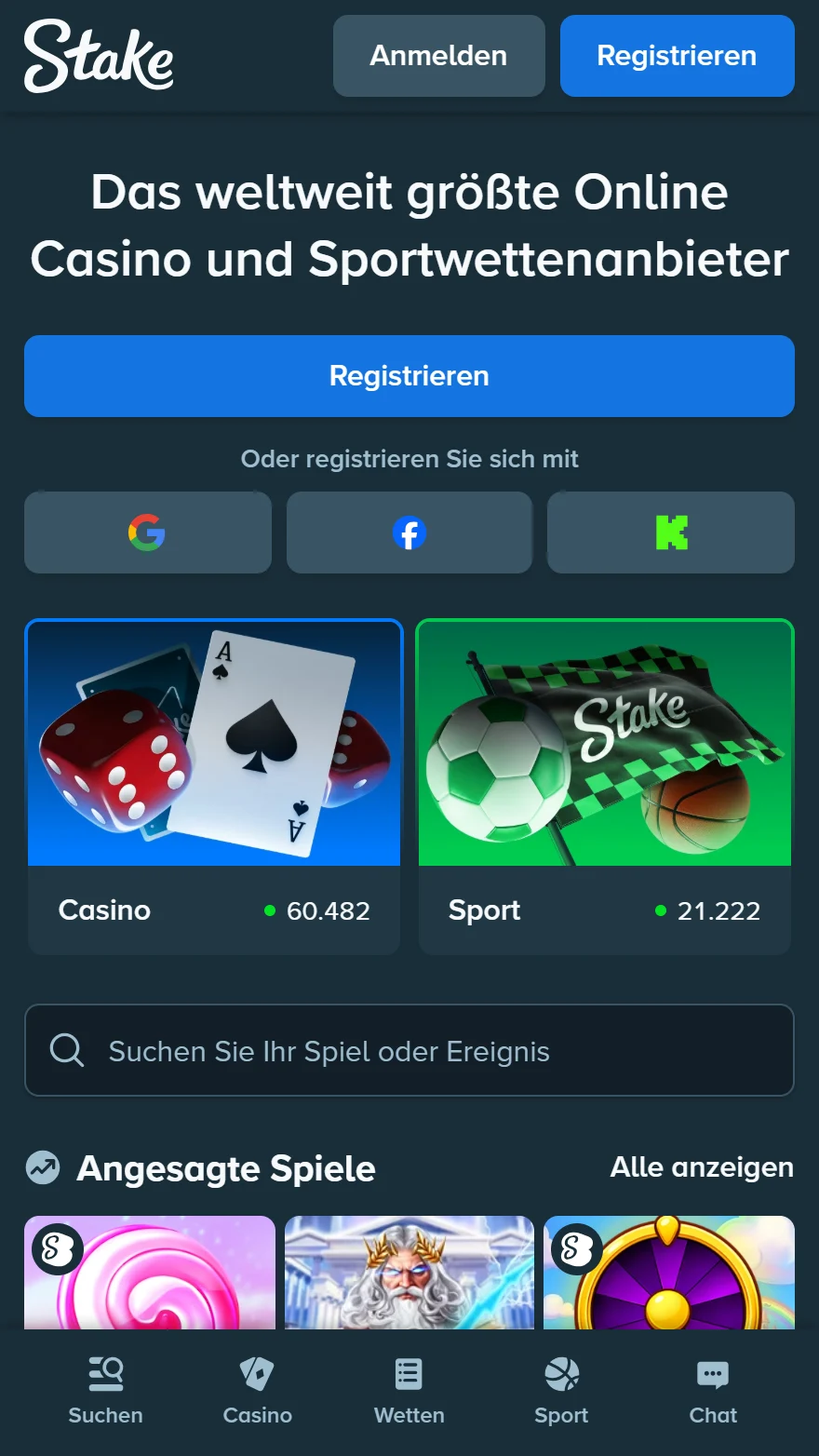 Stake Casino Startseite