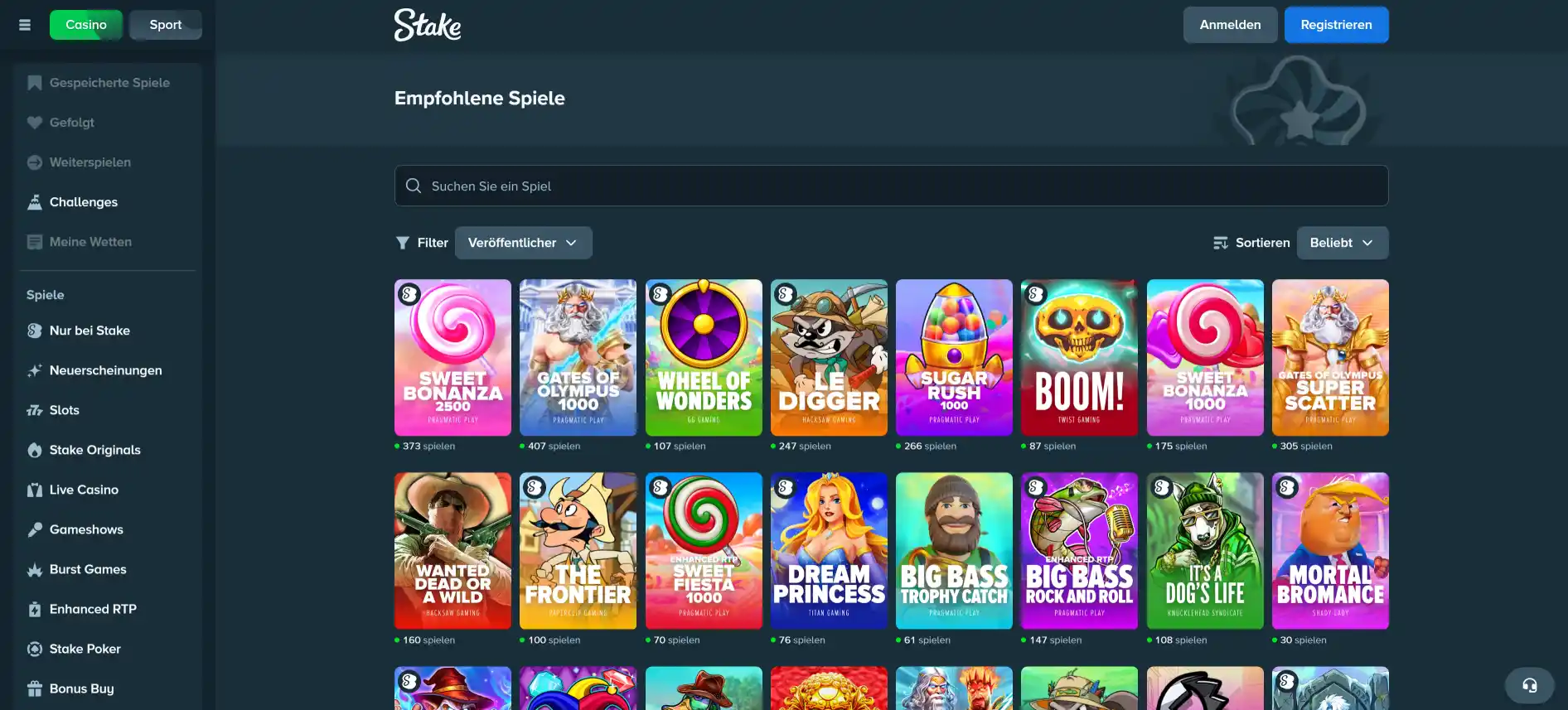 Stake Casino Spiele