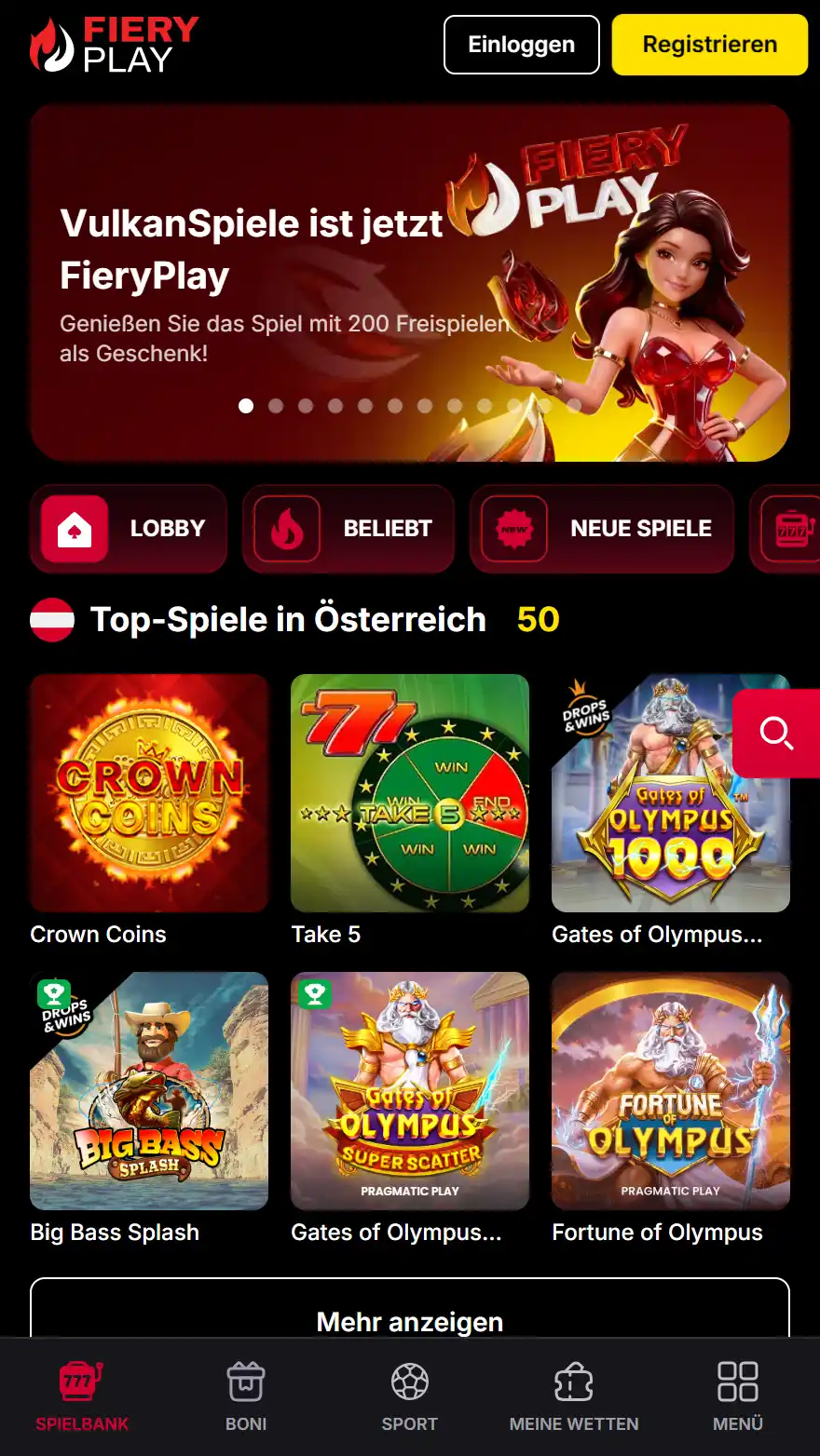 FieryPlay Casino Startseite