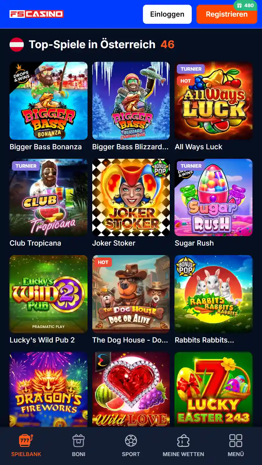 FS Casino Spieleseite