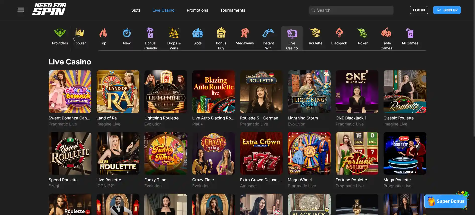 NeedForSpin Live Casino
