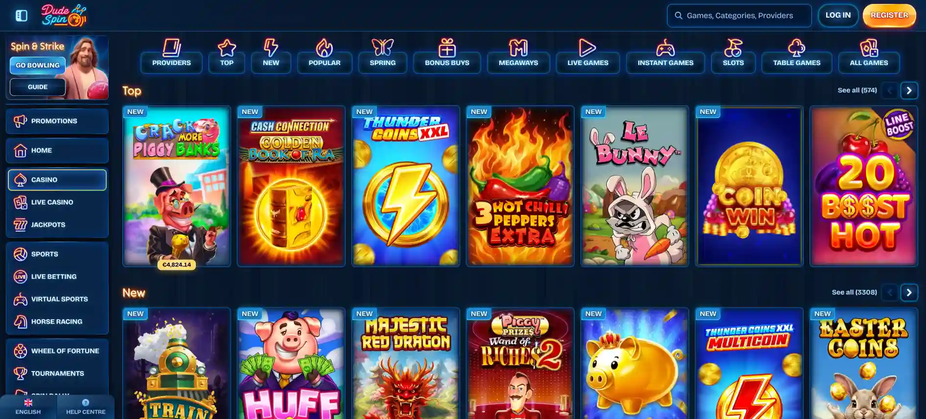 DudeSpin Casino spēles