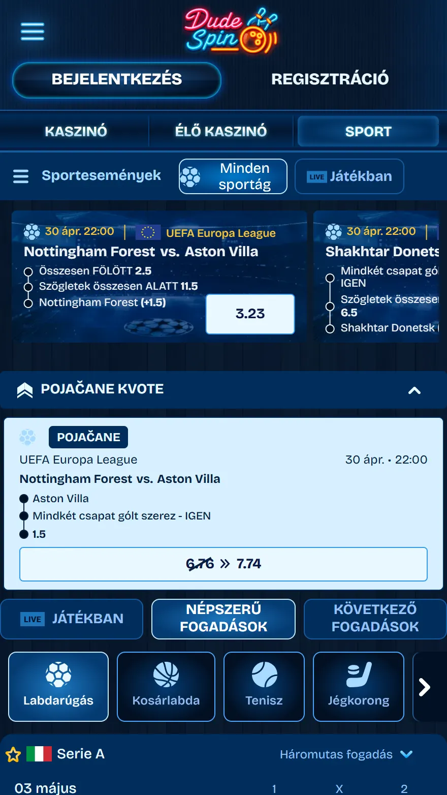 Dudespin sportfogadási oldal