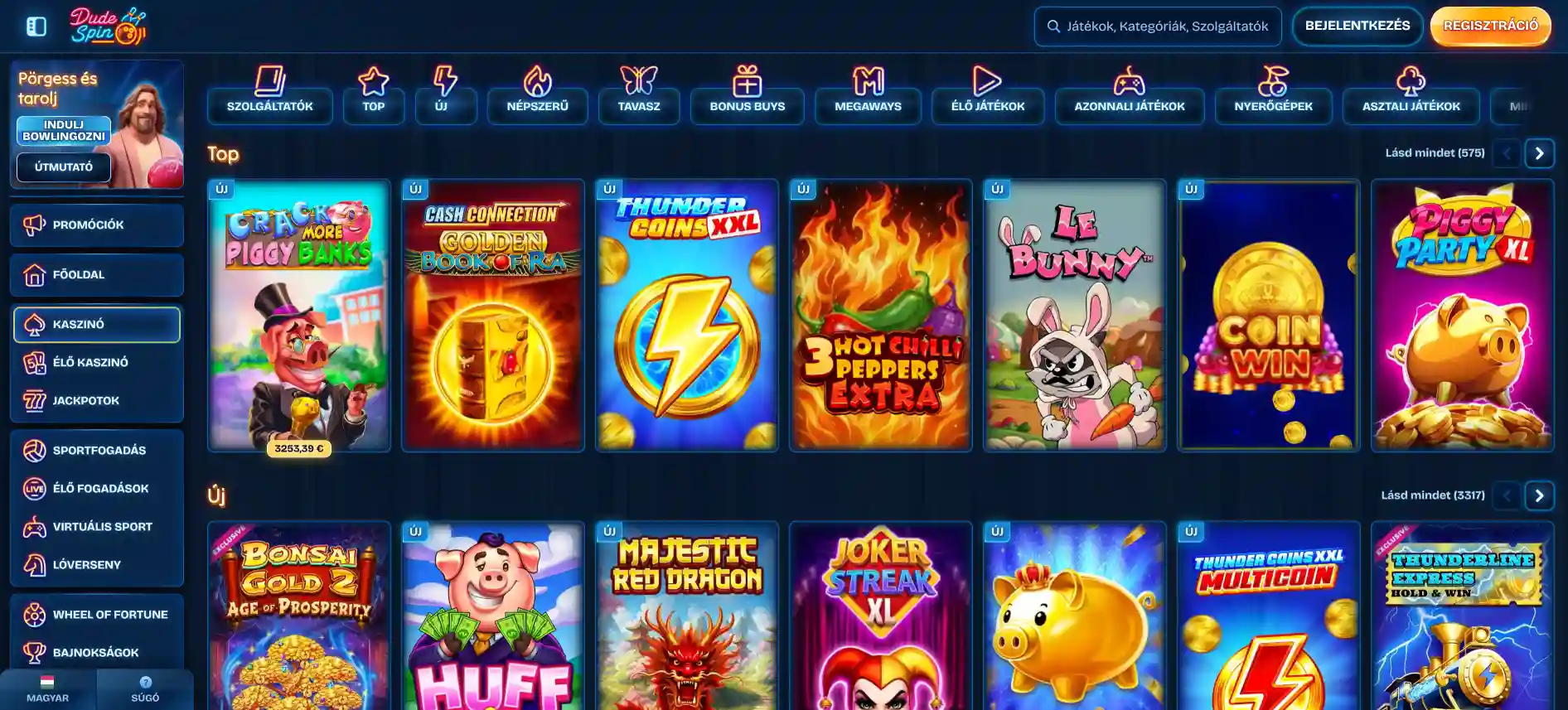 Dudespin Casino játékok