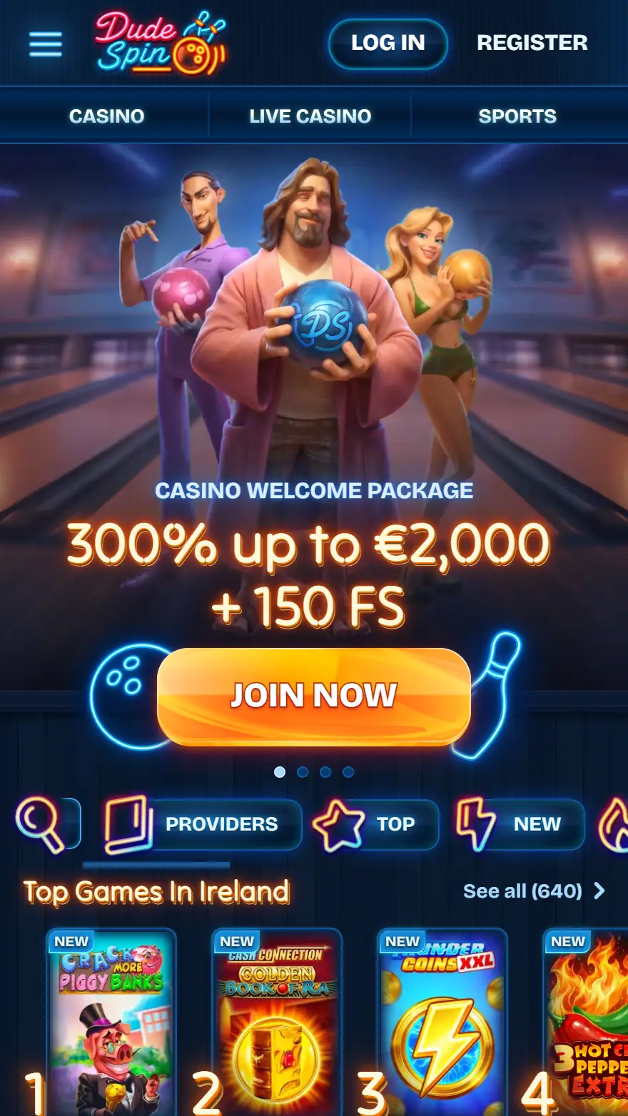 Dudespin Casino homepage